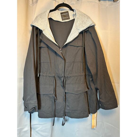 Plus Size 2X 18 20 BloomChic Hooded Jacket 4 Pockets Zipper Coat Cotton NWT - Picture 2 of 8